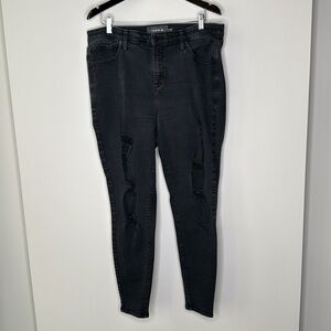 Torrid Premium Sky High Skinny Distressed Black Jeans Women's Size 18 Tall